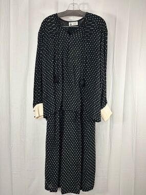 NWT LEUR LOGETTE Black Polka Dot Blouse and Wide Leg Pants Set Size2/ US size S
